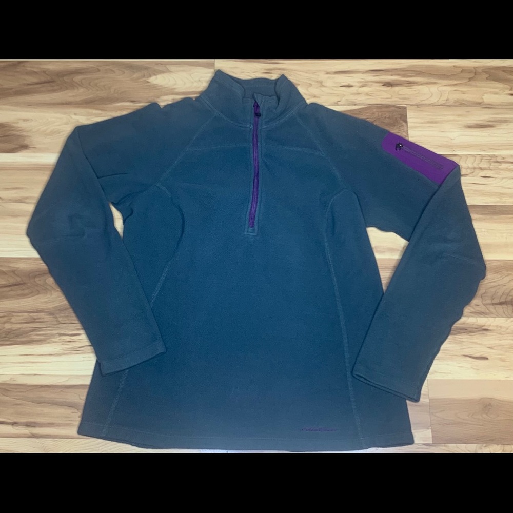 EDDIE BAUER GRAY FLEECE PULLOVER SWEATER TOP M